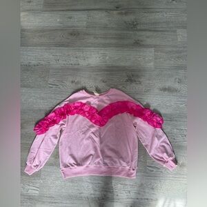 Pink Sweatshirt with Ruffle Detail